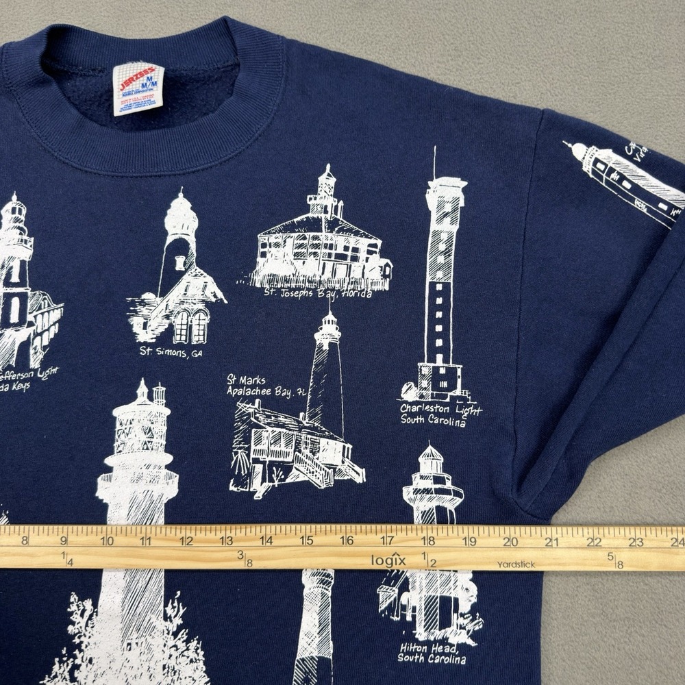Vintage Michigan Rag Co Lighthouse Sweatshirt Size M All Over Print Crewneck USA - Picture 11 of 15